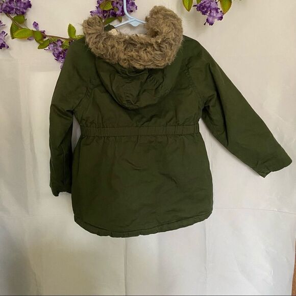 Old Navy Army Green Coat With faux Fur Hood - Picture 5 of 9